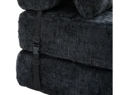 Sofá* Sofá de 1 lugar - Sofá dobrável com encosto e almofadas - chenille Preto