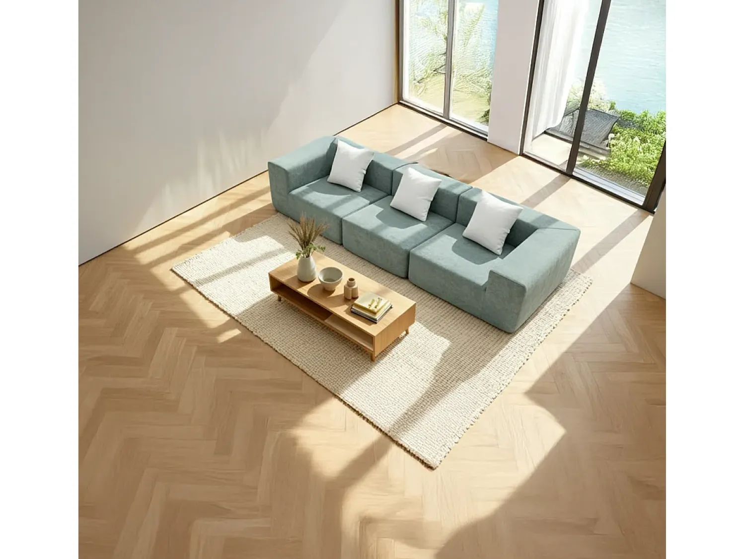 Sofá| Sofá Pure 3 lugares - sálvia branco Verde claro
