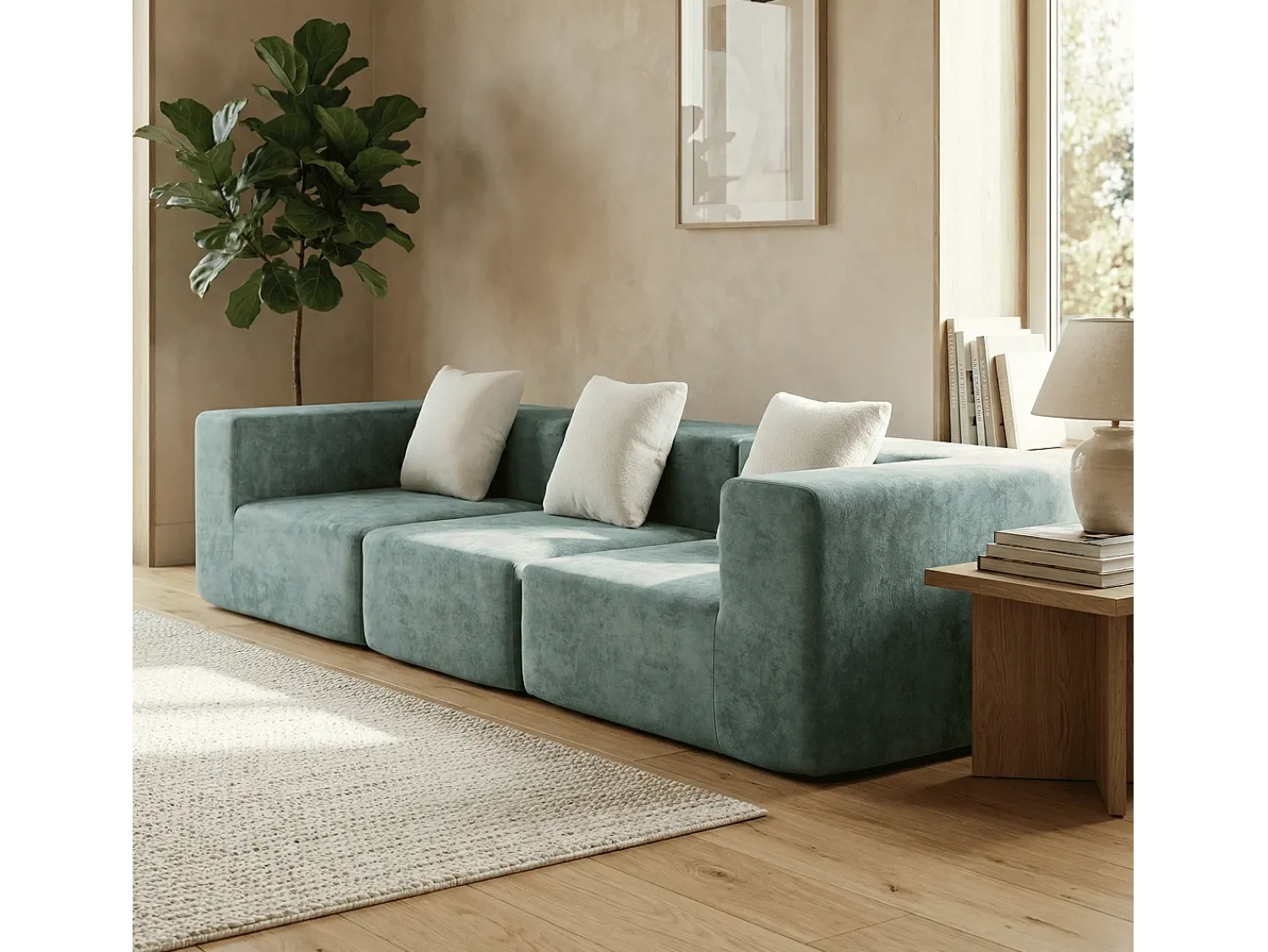 Sofá| Sofá Pure 3 lugares - sálvia branco Verde claro
