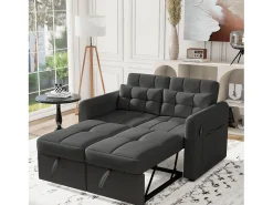 Sofá*KOMHTOM Sofá reclinável 3 em 1 com encosto regulável, USB, bolsas para apoio de braços e almofadas, Cinzento