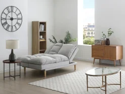 Sofá*Vente-unique Sofá reclinável de 3 lugares conversível com clique-claque de tecido clique-claque tipo PALOBU Cinzento claro