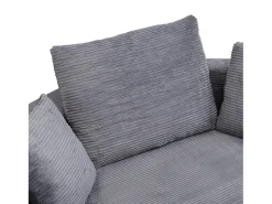 Sofá|ModernLuxe Sofá redondo dobrável 173x176x40cm - con almofada - tecido de veludo canelado - cinza Cinzento