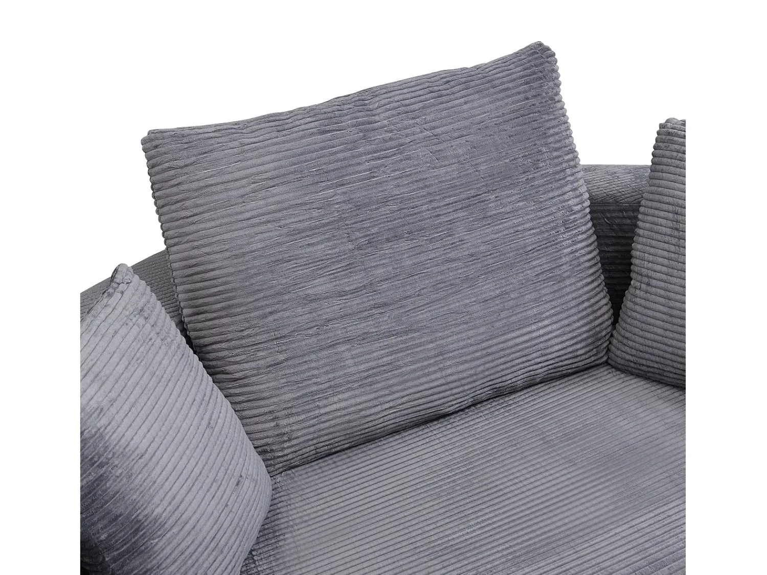 Sofá|ModernLuxe Sofá redondo dobrável 173x176x40cm - con almofada - tecido de veludo canelado - cinza Cinzento