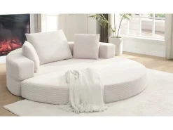 Sofá|ModernLuxe Sofá redondo dobrável 173x176x40cm - con almofada - tecido de veludo canelado - cinza Cinzento