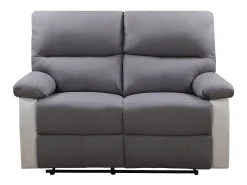 Sofá|Habitat et jardin Sofá relax "Lincoln" - 147 x 89 x 103 cm - 2 lugares - Branco / cinza claro Cinzento claro / Branco