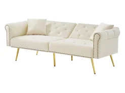 New Sofá Relaxante - Sofá com Encosto e Braços Ajustáveis - 6 Pernas em Metal - para Sala de Estar e Quarto Bege