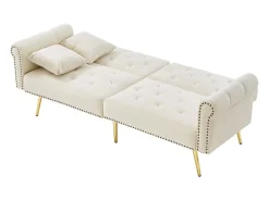 New Sofá Relaxante - Sofá com Encosto e Braços Ajustáveis - 6 Pernas em Metal - para Sala de Estar e Quarto Bege