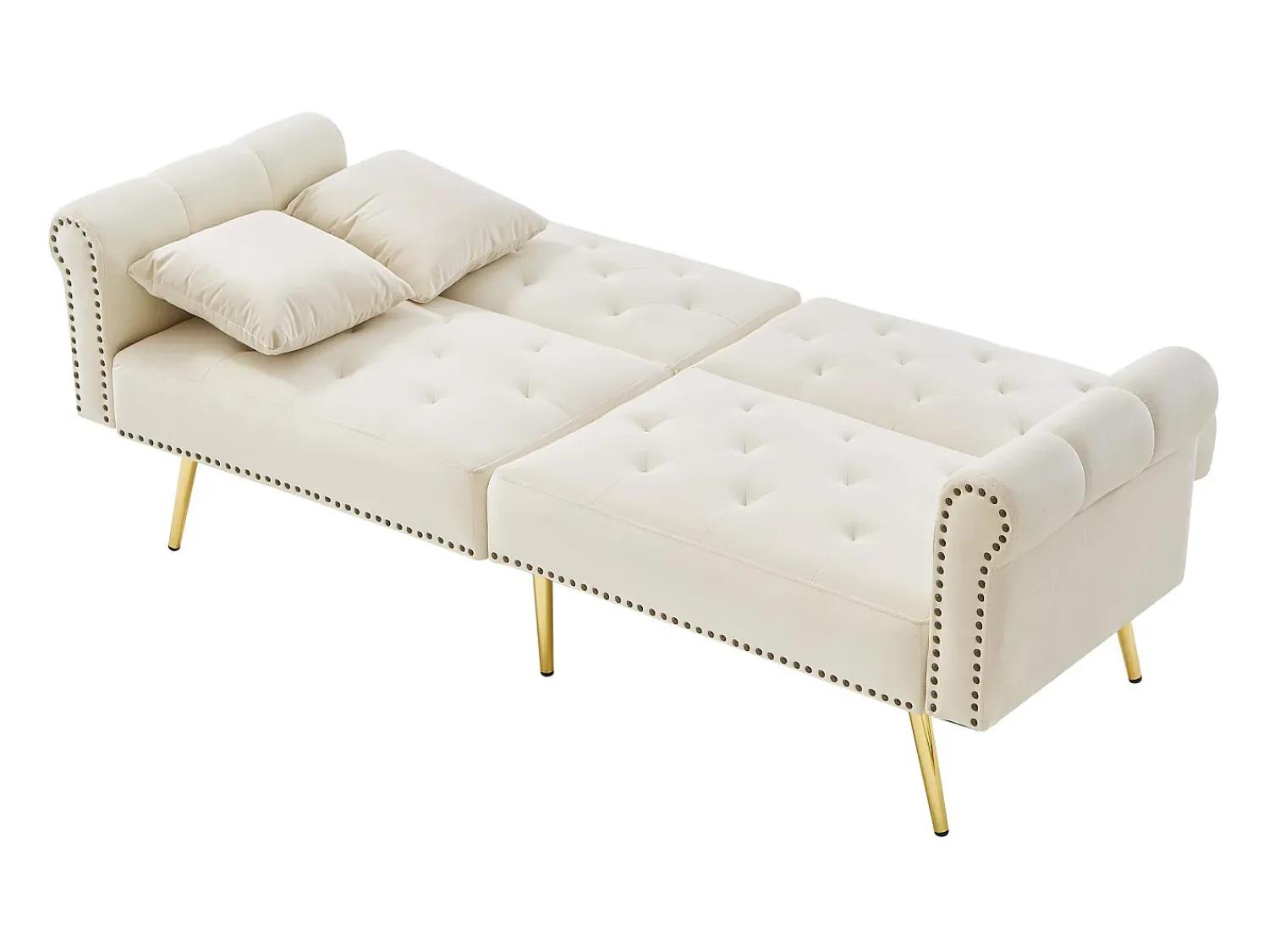 New Sofá Relaxante - Sofá com Encosto e Braços Ajustáveis - 6 Pernas em Metal - para Sala de Estar e Quarto Bege