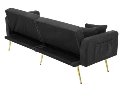 Sofá Relaxante Cinza - Sofá com Almofadas e Bolsos de Arrumação - Pernas Douradas - para Sala e Quarto^ Sofá