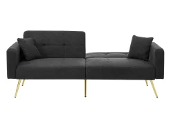 Sofá Relaxante Cinza - Sofá com Almofadas e Bolsos de Arrumação - Pernas Douradas - para Sala e Quarto^ Sofá