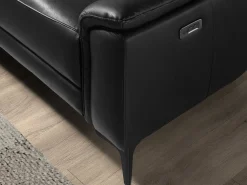Sofá|Angel Cerda Sofá relaxante com chaise longue esquerda em pele preta 6206 Preto