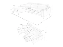 Sofá|Angel Cerda Sofá relaxante com chaise longue esquerda em pele preta 6206 Preto