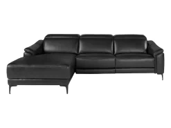 Sofá|Angel Cerda Sofá relaxante com chaise longue esquerda em pele preta 6206 Preto