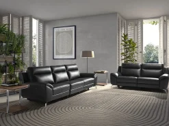 Sale Angel Cerda Sofá relaxante de 3 lugares em pele 6194 Preto
