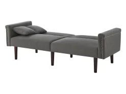 Sofá* Sofá Relaxation algodão e linho - Sofá com encosto ajustável e 6 pernas em madeira - para sala de estar e quarto Cinzento