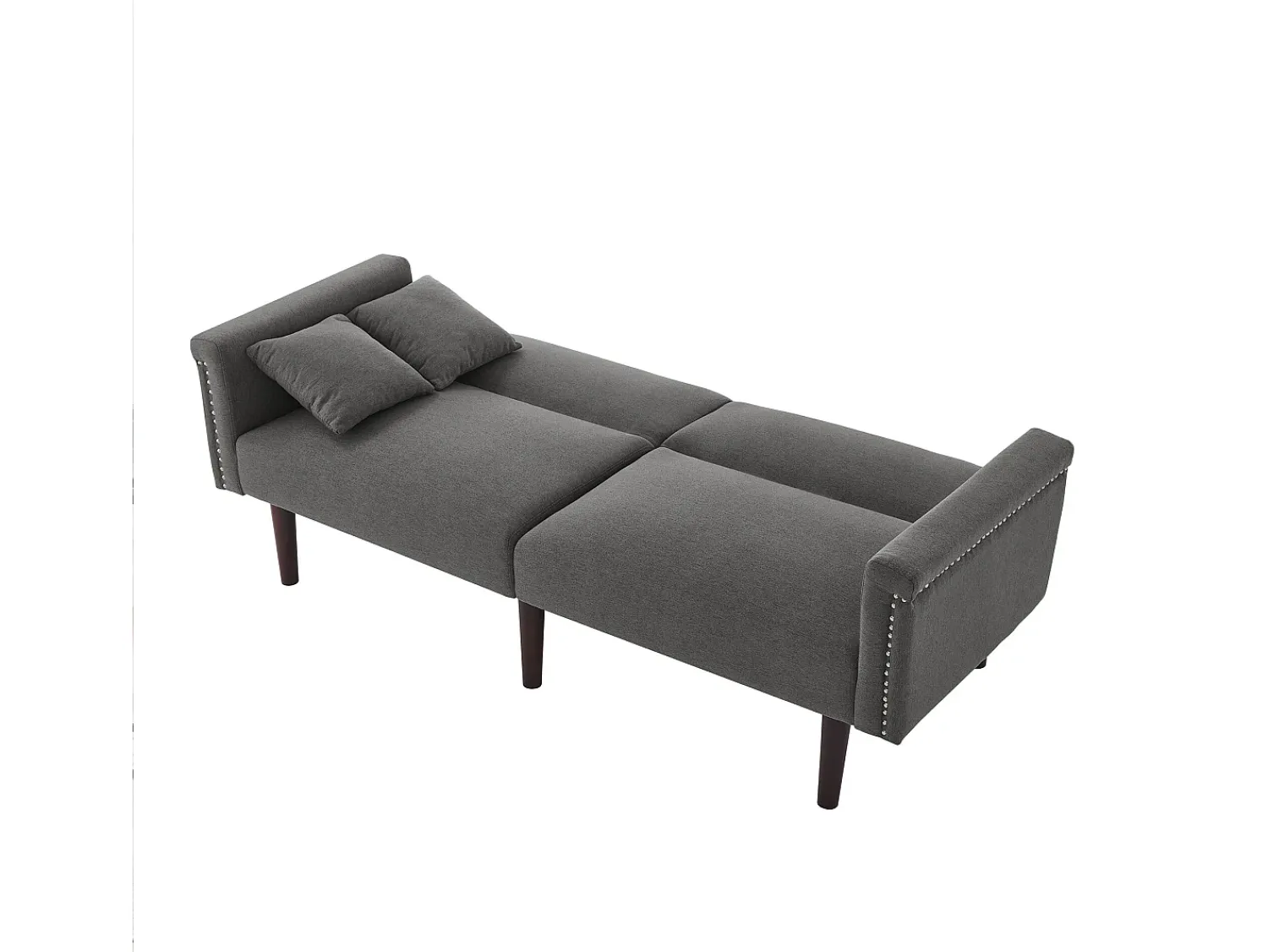 Sofá* Sofá Relaxation algodão e linho - Sofá com encosto ajustável e 6 pernas em madeira - para sala de estar e quarto Cinzento