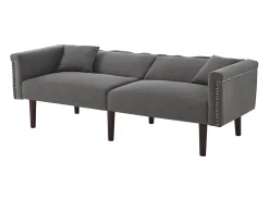 Sofá* Sofá Relaxation algodão e linho - Sofá com encosto ajustável e 6 pernas em madeira - para sala de estar e quarto Cinzento
