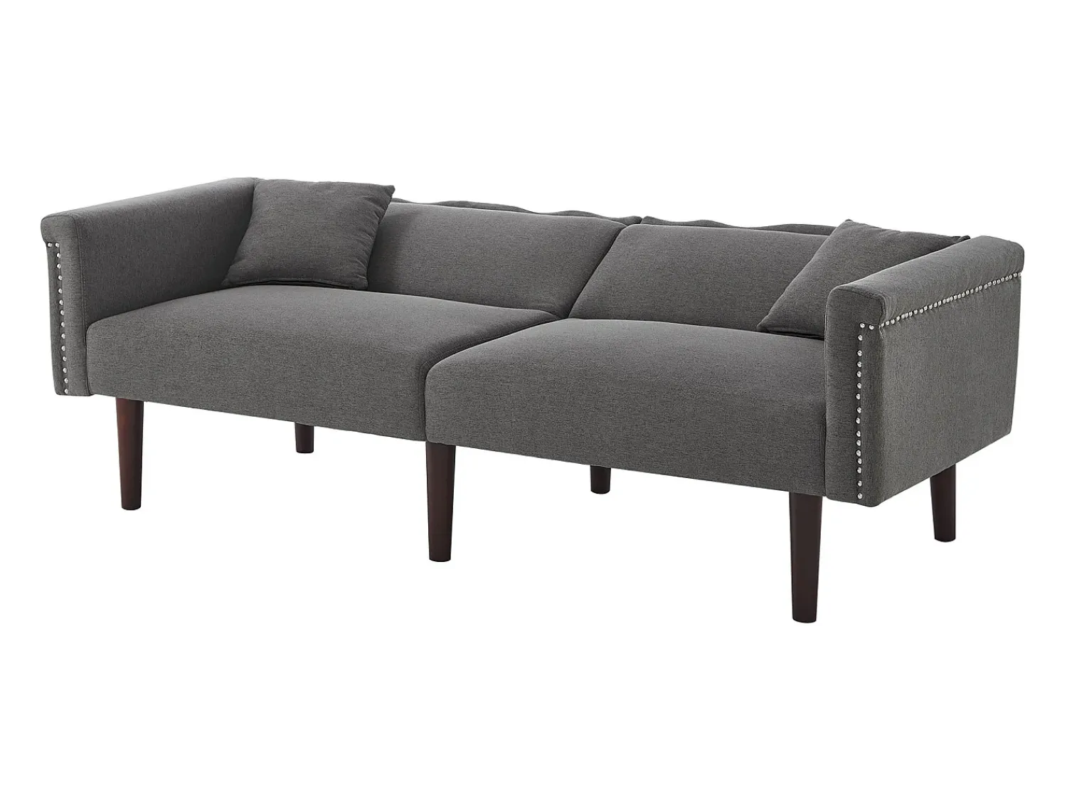 Sofá* Sofá Relaxation algodão e linho - Sofá com encosto ajustável e 6 pernas em madeira - para sala de estar e quarto Cinzento