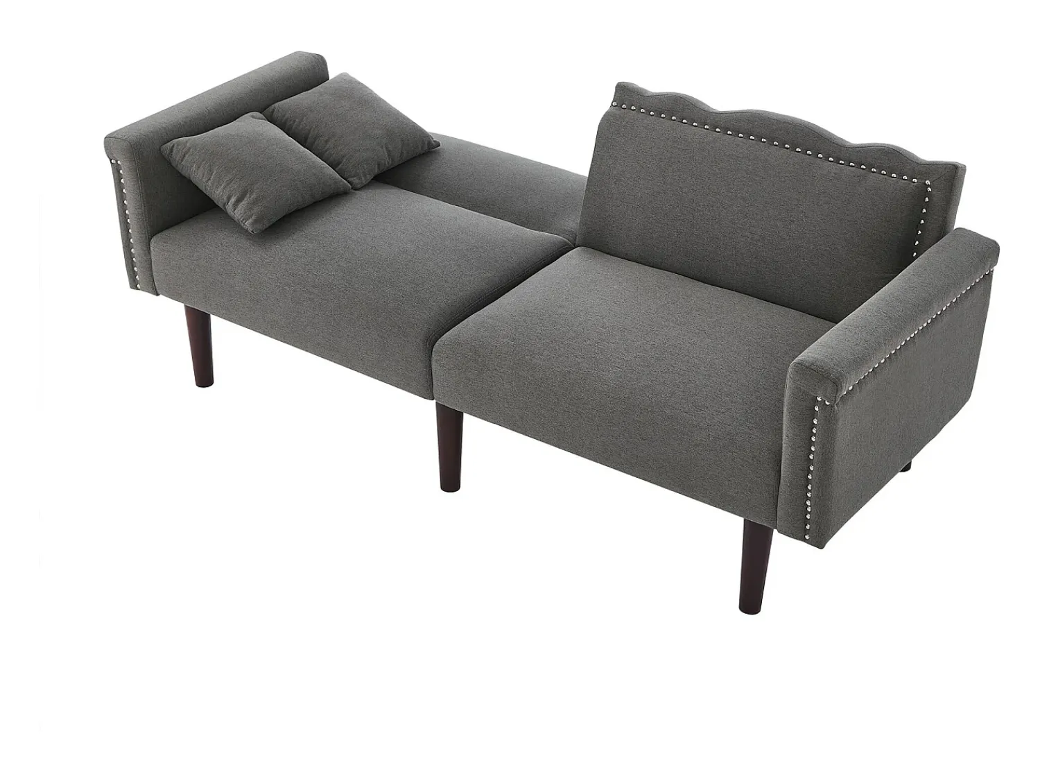 Sofá* Sofá Relaxation algodão e linho - Sofá com encosto ajustável e 6 pernas em madeira - para sala de estar e quarto Cinzento