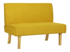Sofá| Sofá reto - Sofá com encosto e pés em madeira - para quarto e sala de estar Amarelo