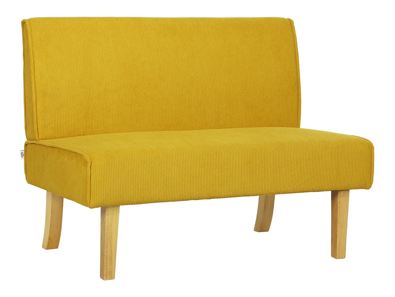 Sofá| Sofá reto - Sofá com encosto e pés em madeira - para quarto e sala de estar Amarelo