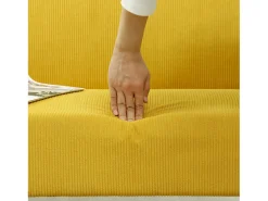 Sofá| Sofá reto - Sofá com encosto e pés em madeira - para quarto e sala de estar Amarelo