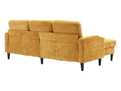 Clearance Hauss Spole Sofá reto de 4 lugares com apoio para os pés, bolsos laterais e suporte para copos 196,5 x 75 x 77 cm Amarelo