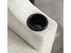 Sofá|Hauss Spole Sofá reto de 4 lugares com apoio para os pés, bolsos laterais e suporte para copos 196,5 x 75 x 77 cm Bege