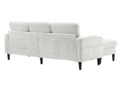 Sofá|Hauss Spole Sofá reto de 4 lugares com apoio para os pés, bolsos laterais e suporte para copos 196,5 x 75 x 77 cm Bege