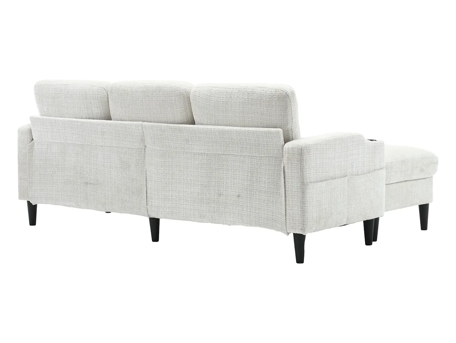 Sofá|Hauss Spole Sofá reto de 4 lugares com apoio para os pés, bolsos laterais e suporte para copos 196,5 x 75 x 77 cm Bege