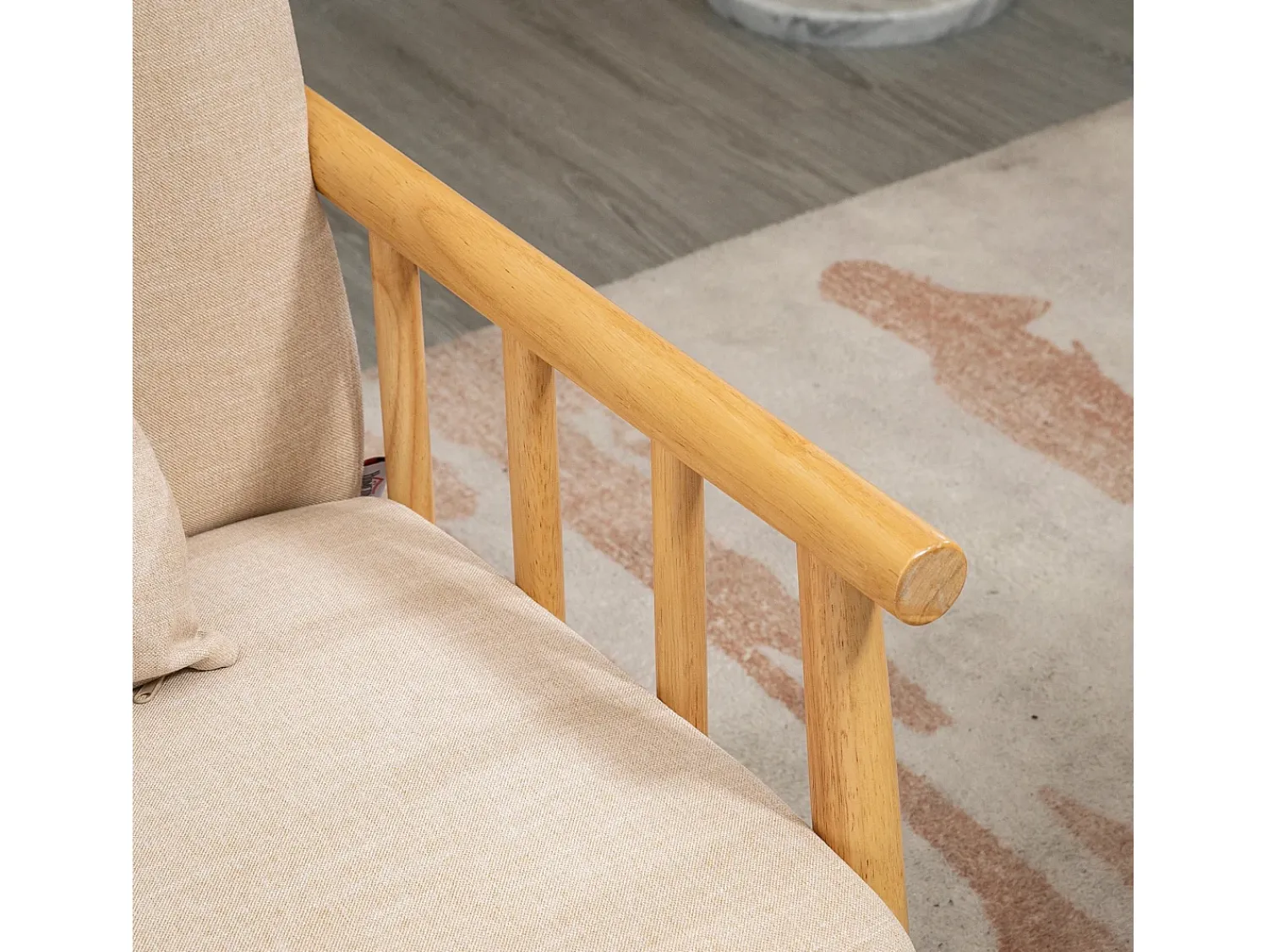Best Hauss Spole Sofá reto de 2 lugares, estrutura de madeira natural, 2 almofadas incluídas - 123x69x74cm Bege