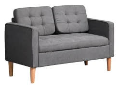 Hauss Spole Sofá reto cinza de 2 lugares com armazenamento integrado e almofadas removíveis - 117x62x78cm^ Sofá