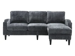 Sofá*Hauss Spole Sofá reto de 4 lugares com apoio para os pés, bolsos laterais e suporte para copos 196,5 x 75 x 77 cm Cinzento