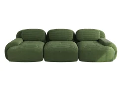 Online Sofá reto com braços curvos - Sofá de 3 lugares com encosto e almofadas decorativas - Veludo cotelê Verde