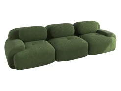Online Sofá reto com braços curvos - Sofá de 3 lugares com encosto e almofadas decorativas - Veludo cotelê Verde