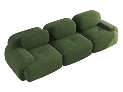 Online Sofá reto com braços curvos - Sofá de 3 lugares com encosto e almofadas decorativas - Veludo cotelê Verde