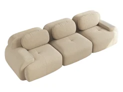 Sofá reto com braços curvos - Sofá de 3 lugares com encosto e almofadas decorativas - Veludo cotelê^ Sofá