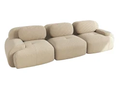 Sofá reto com braços curvos - Sofá de 3 lugares com encosto e almofadas decorativas - Veludo cotelê^ Sofá