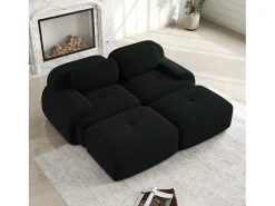 Sofá reto com braços curvos - Sofá de 2 lugares com encosto e almofadas decorativas - bombazine^ Sofá