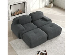 Sofá* Sofá reto com braços curvos - Sofá de 2 lugares com encosto e almofadas decorativas - bombazine Cinzento