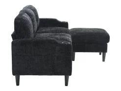 Sofá|Hauss Spole Sofá reto de 4 lugares com apoio para os pés, bolsos laterais e suporte para copos 196,5 x 75 x 77 cm Preto