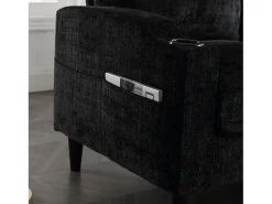 Sofá|Hauss Spole Sofá reto de 4 lugares com apoio para os pés, bolsos laterais e suporte para copos 196,5 x 75 x 77 cm Preto