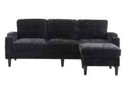 Sofá|Hauss Spole Sofá reto de 4 lugares com apoio para os pés, bolsos laterais e suporte para copos 196,5 x 75 x 77 cm Preto