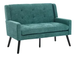 Hauss Spole Sofá retro de 2 lugares em linho - Pés em madeira antiderrapantes - Ideal para sala de estar, quarto e escritório.^ Sofá
