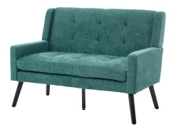 Hauss Spole Sofá retro de 2 lugares em linho - Pés em madeira antiderrapantes - Ideal para sala de estar, quarto e escritório.^ Sofá