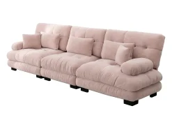 Online Sofá de 3 lugares - Sofá reto com 3 almofadas lombares e 3 almofadas decorativas - chenille Rosa