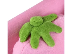 Sofá de 2 lugares - Sofá infantil com 2 almofadas e braços com estampado de morango^ Sofá
