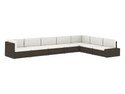 Sofá*vidaxl Sofá seccional de 2 lugares vime PE Castanho
