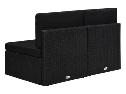 Clearance vidaxl Sofá seccional de 2 lugares vime PE Preto