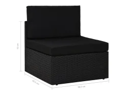 Clearance vidaxl Sofá seccional de 2 lugares vime PE Preto
